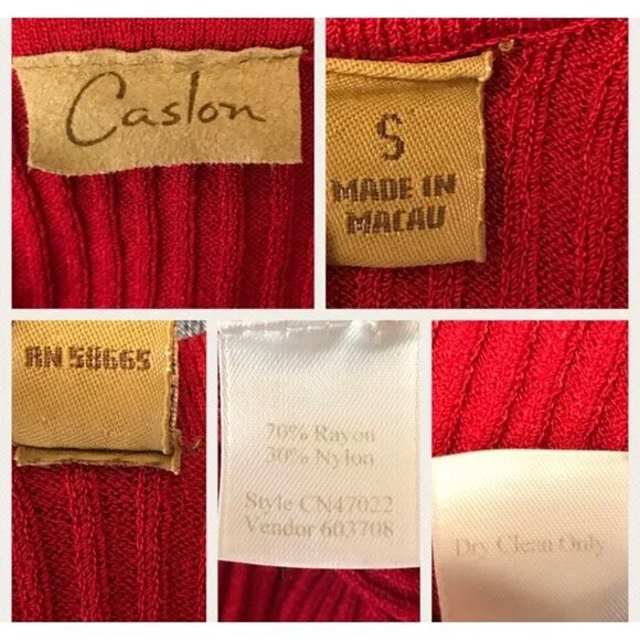 CASLON Red Ribbed Button Front Cardigan Sweater Small - Picture 3 of 3